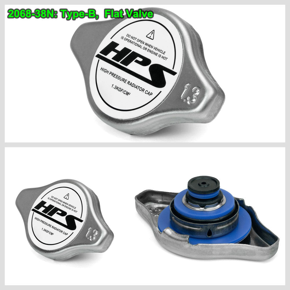 HPS 2068-38N Type-B Flat Valve Radiator Cap Stainless Steel High Pressure 1.3Bar