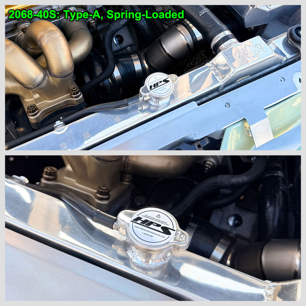 HPS 2068-40S Type-A Spring Loaded Radiator Cap Stainless Steel High Pressure 1.3Bar