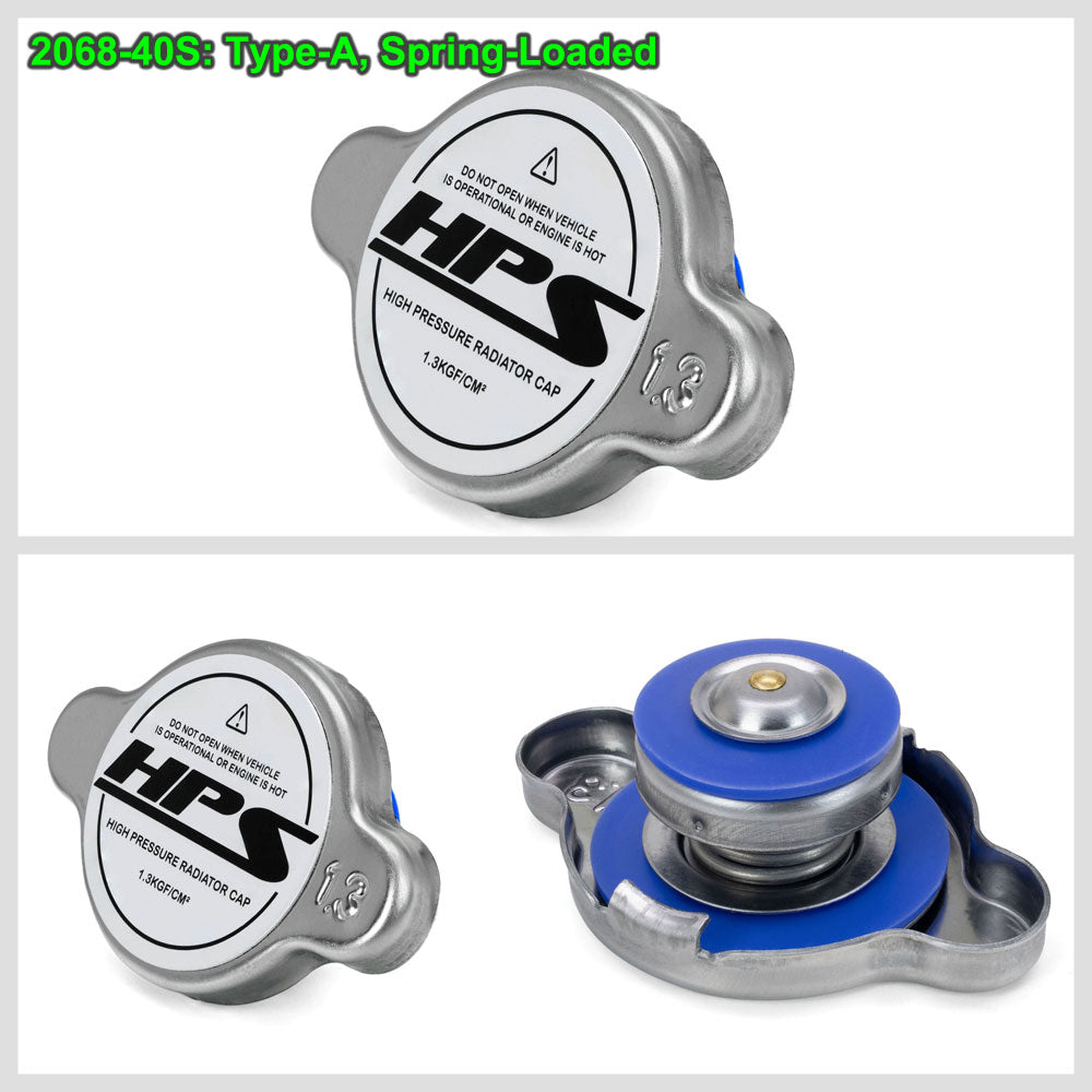 HPS 2068-40S Type-A Spring Loaded Radiator Cap Stainless Steel High Pressure 1.3Bar