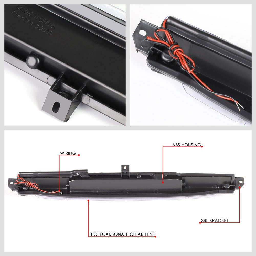 Black Housing/Clear Lens LED Rear Tail Third Brake Light For 02-09 GMC Envoy