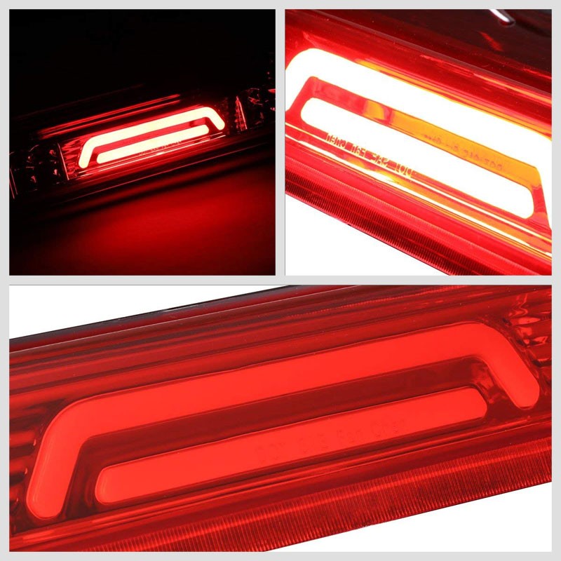 Chrome Housing Red Lens 3D LED Rear Cargo+3RD Third Brake Light For 04-08 Lobo