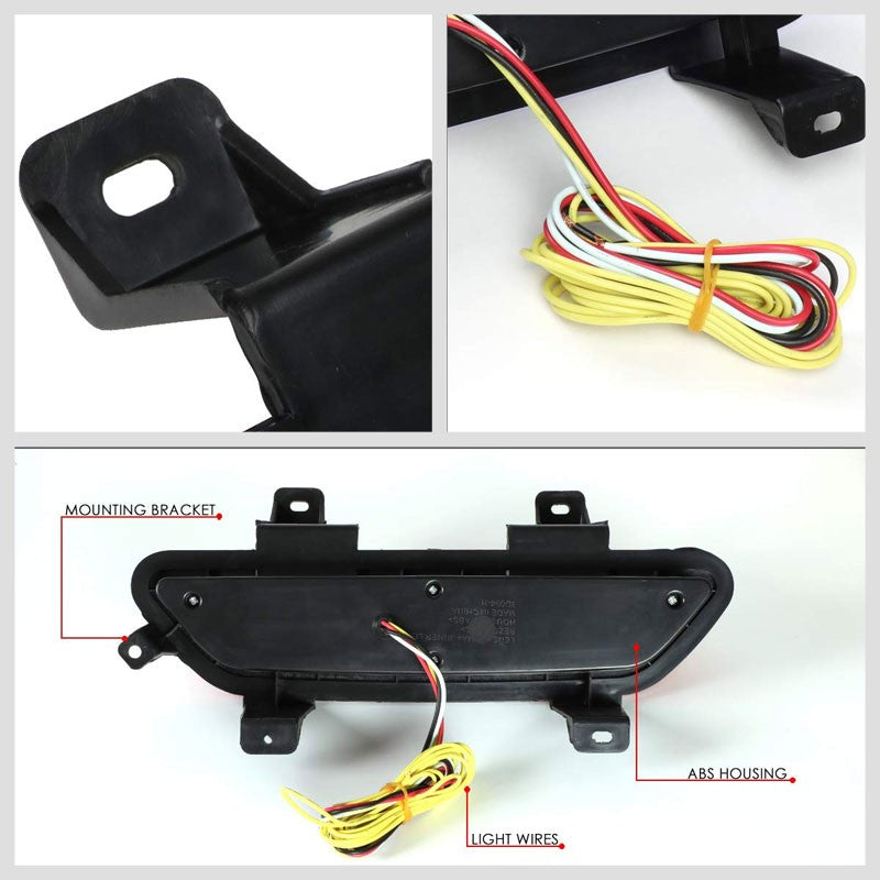 Clear Lens/Black Housing 3D LED Rear Third Brake Light for 15-18 Ford Mustang