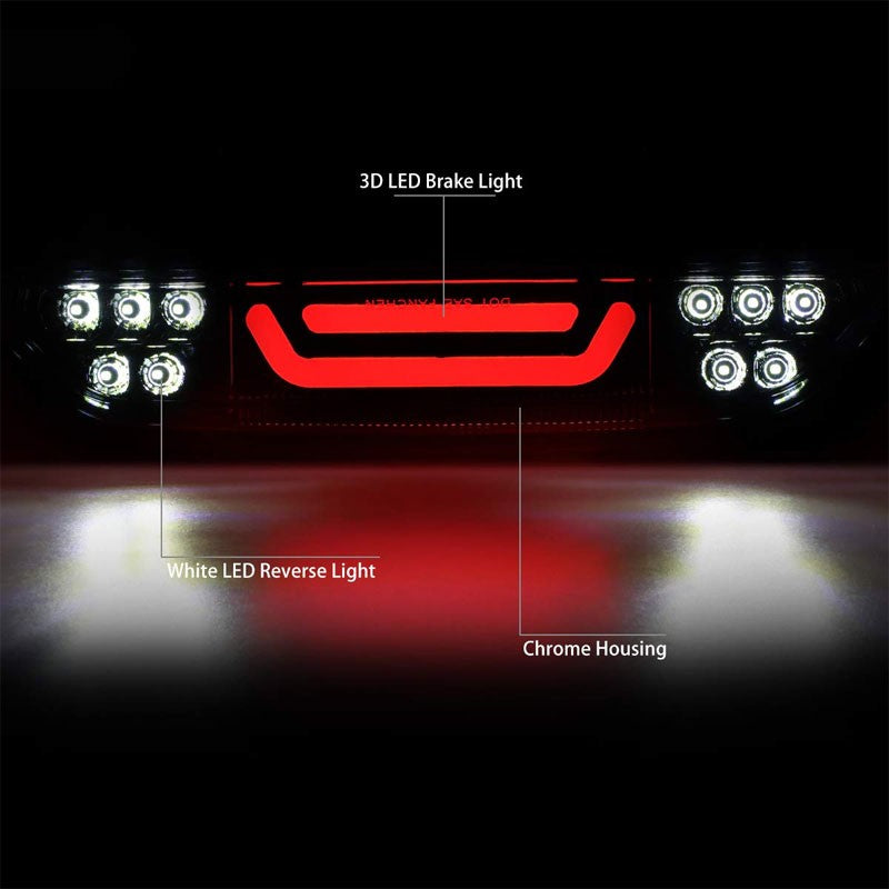Clear Lens/Chrome Housing 3D LED Tail Third Brake Light for 15-18 Ford Mustang