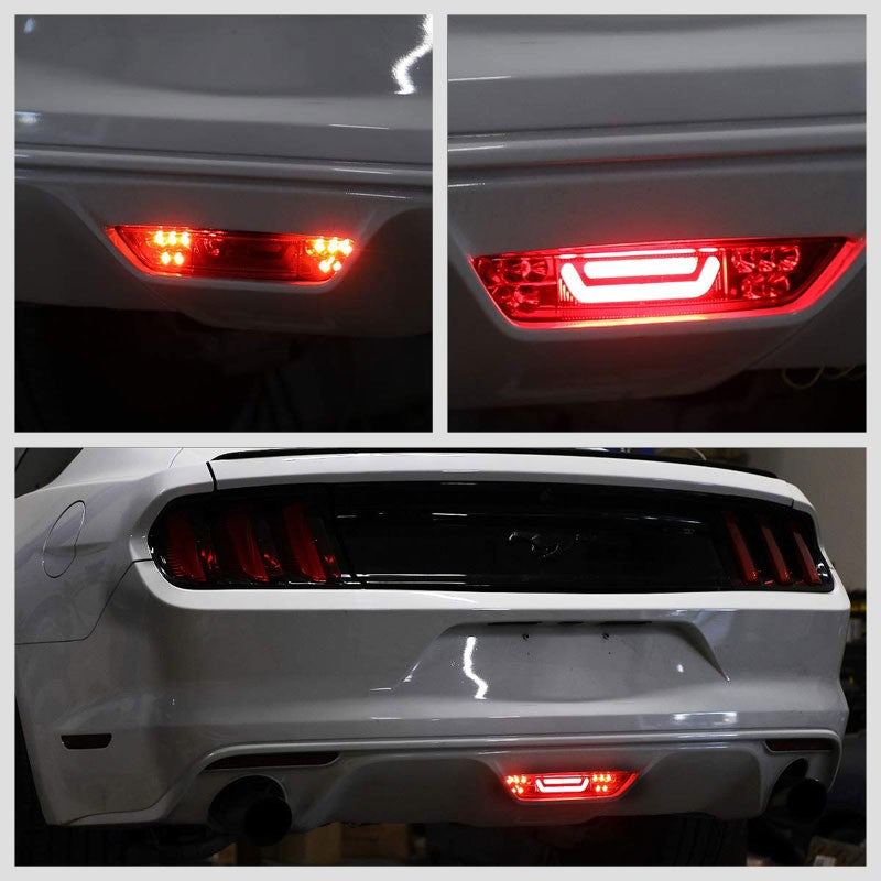 Red Lens/Chrome Housing 3D LED 3RD Tail Third Brake Light for 15-18 Ford Mustang