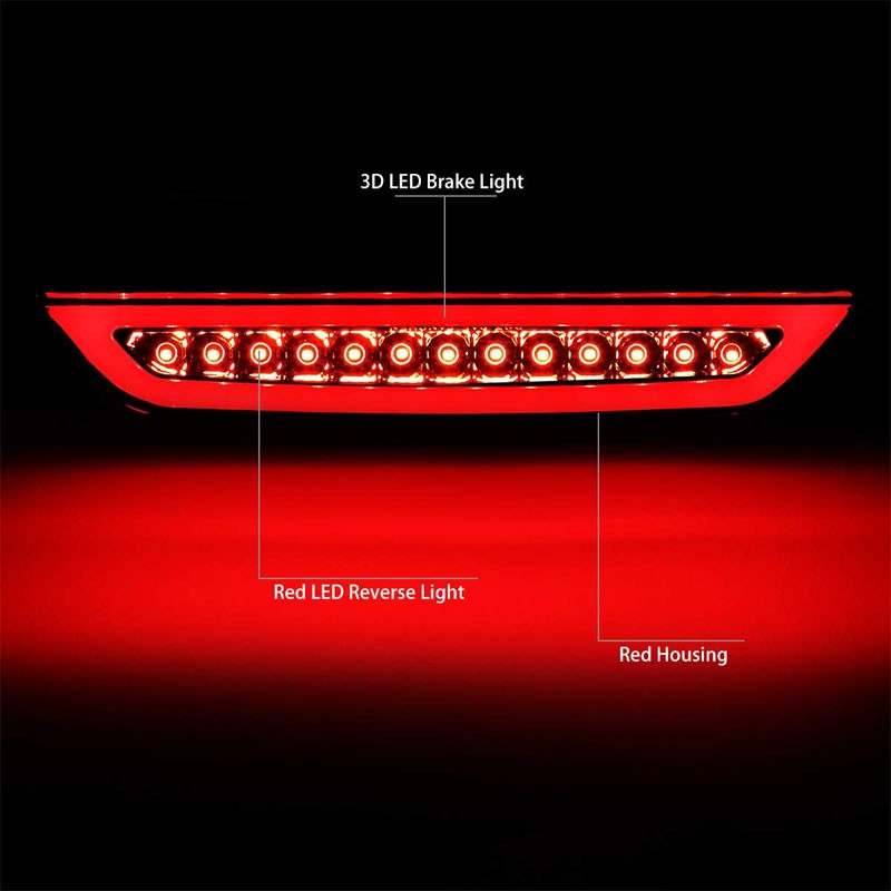 Red Lens/Chrome Housing Full LED Rear Third Brake Light for 15-18 Ford Mustang