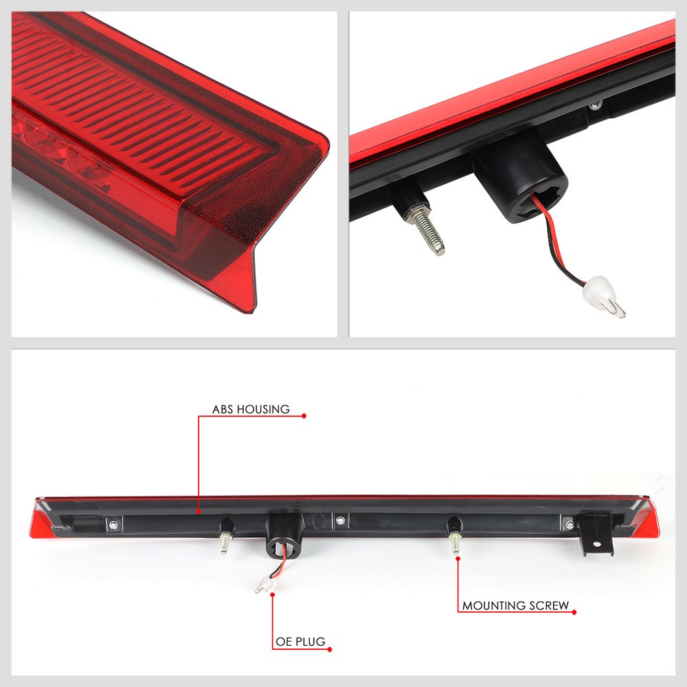 Chrome Housing/Red Lens LED Rear Tail Third Brake Light For 99-04 Ford Mustang