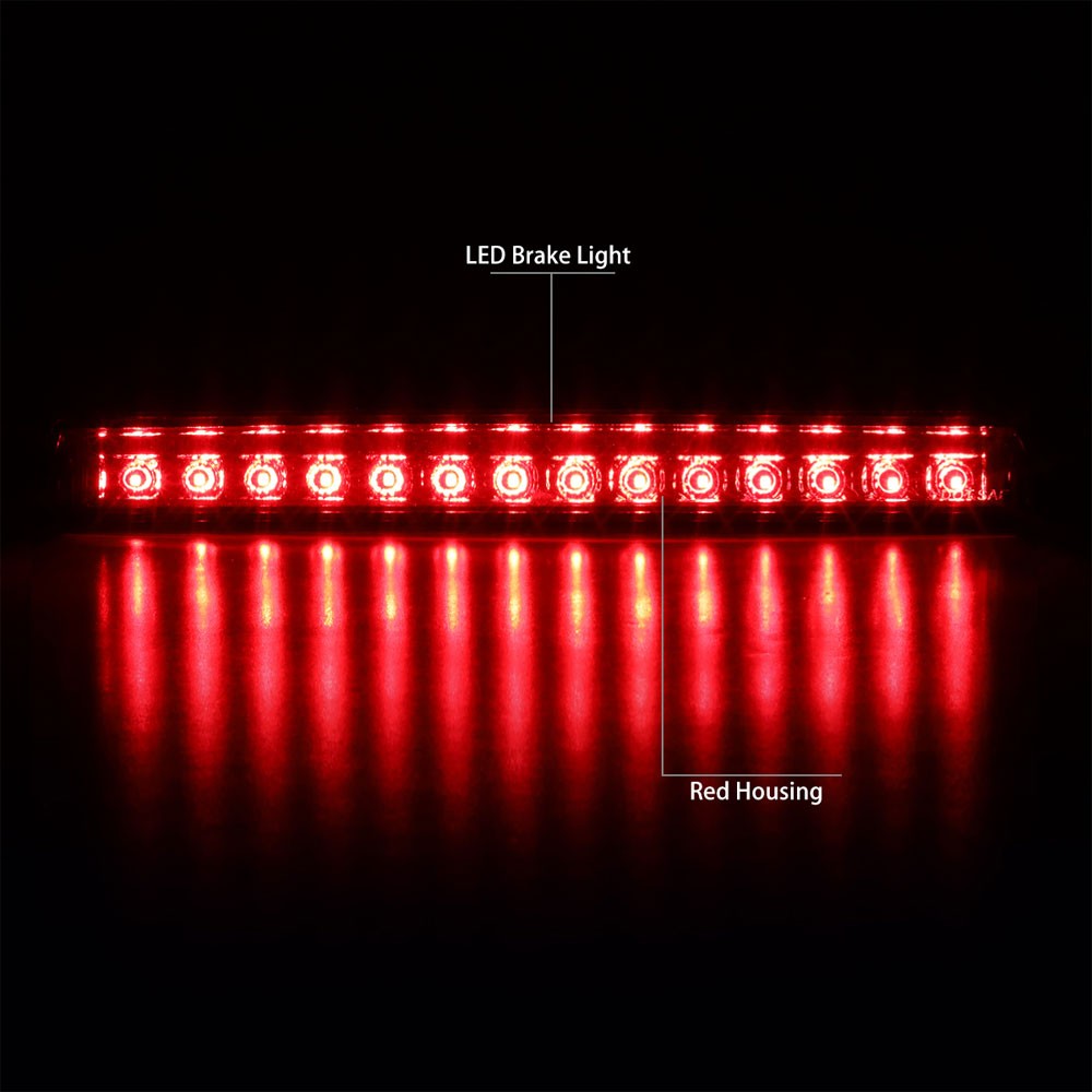 Chrome Housing/Red Lens LED Rear Third Brake Light For 09-17 Chevrolet Traverse