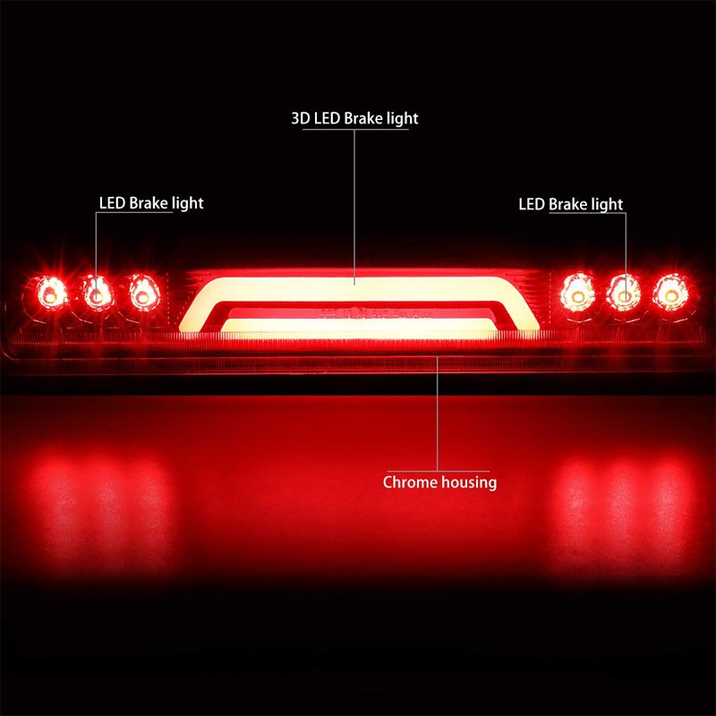 3D LED Rear Third Brake Light Chrome Housing Clear Lens For 00-06 Chevy Tahoe