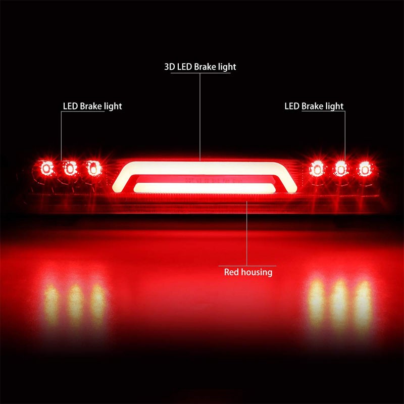 3D LED Rear Third Brake Light Chrome Housing Red Lens For 00-06 Chevy Tahoe