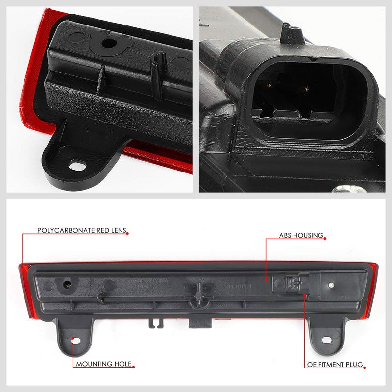 3D LED Rear Third Brake Light Chrome Housing Red Lens For 00-06 Chevy Tahoe