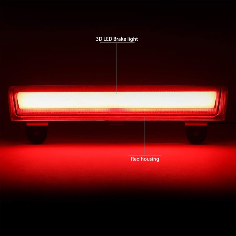 3D LED BAR Rear Third Brake Light Chrome Housing Red Lens For 00-06 GMC Yukon