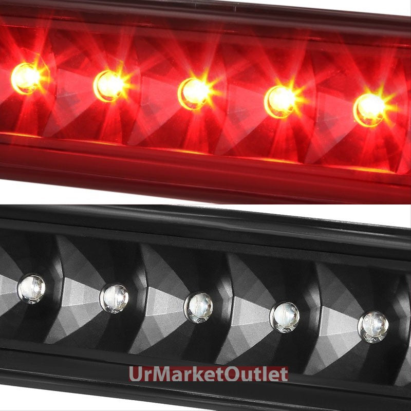 Black Housing Clear Len Rear Third Brake Red LED Light For 97-06 Wrangler TJ