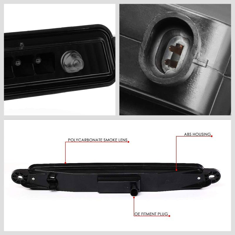 Black Housing Smoke Lens LED Rear 3RD Third Brake Light Lamp For 05-15 Armada