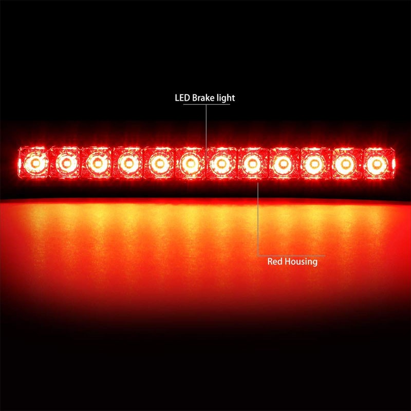 Chrome Housing Red Lens LED Rear 3RD Third Brake Light Lamp For 05-15 Armada
