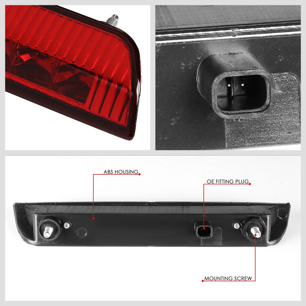 Chrome Housing/Red Lens LED Rear Tail Third Brake Light For 14-20 Nissan Rogue