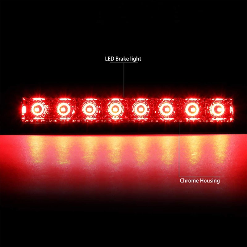 Clear Len/Chrome Housing Full LED Rear Third Brake Light for 07-17 Jeep Patriot