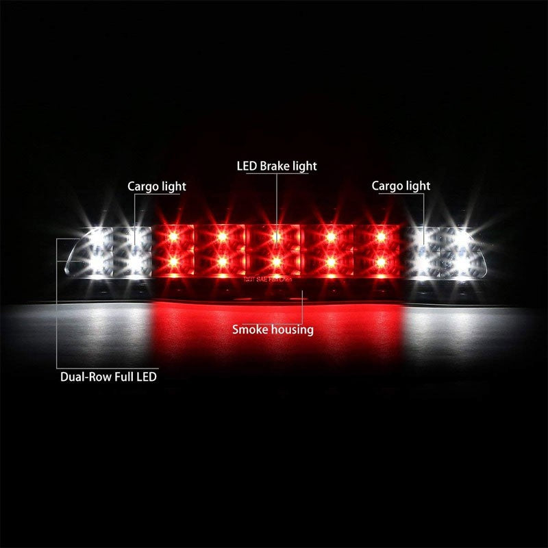 Smoke/Black Third Brake/Reverse Red/White LED Cargo Light For 07-20 Tundra