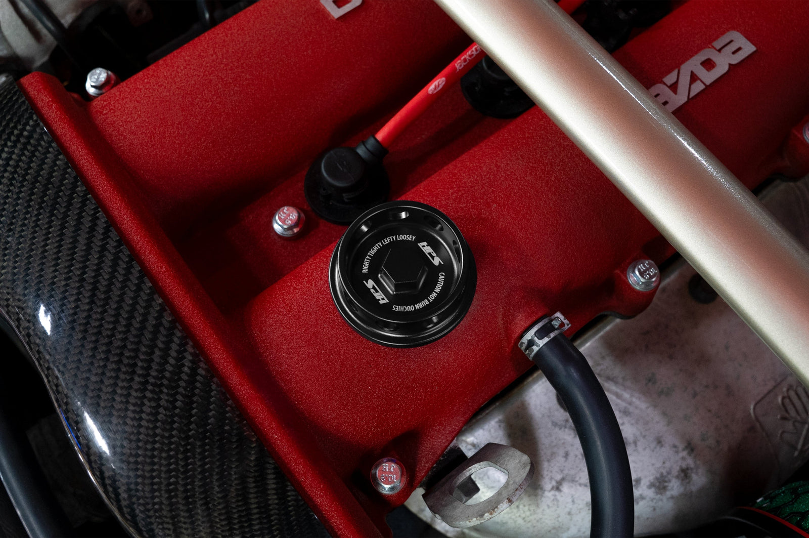 5269-107WB HPS Black CNC Billet Aluminum Engine Oil Filler Cap Neck Sealing For Mazda Model