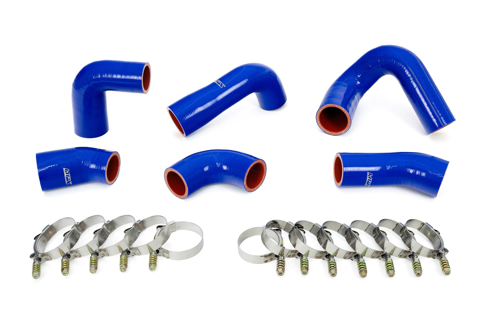 HPS Performance Blue 6-Ply Silicone Transmission Oil Cooler Hose Kit For 07-16 Mack MP7 Engine Replace OE# 22882156, 21251570, 21548313, 21794132, 21794129, 21209748