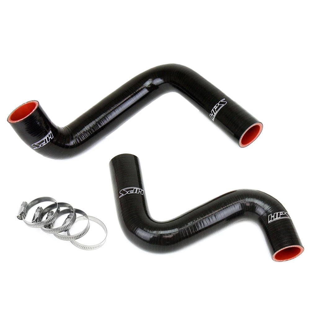 HPS Performance 57-1955-BLK Silicone Radiator Hose Kit For Nissan 240SX LS Swap (KA24DE Radiator, 9 o'clock thermo, LS1 water pump)