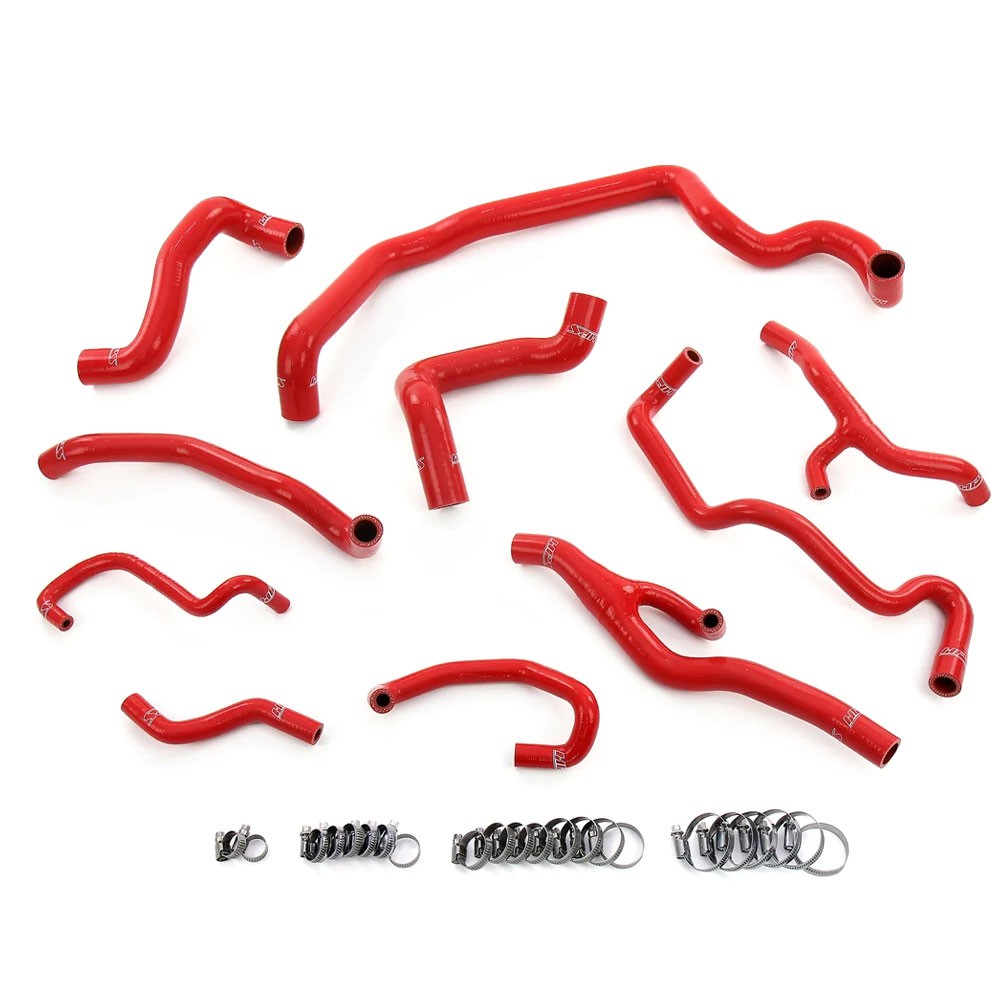HPS Performance 57-1998-RED Silicone Radiator/Heater/Water Pump/And Expansion Tank Coolant Hose Kit For 11-15 Cooper 1.6T N18 AT