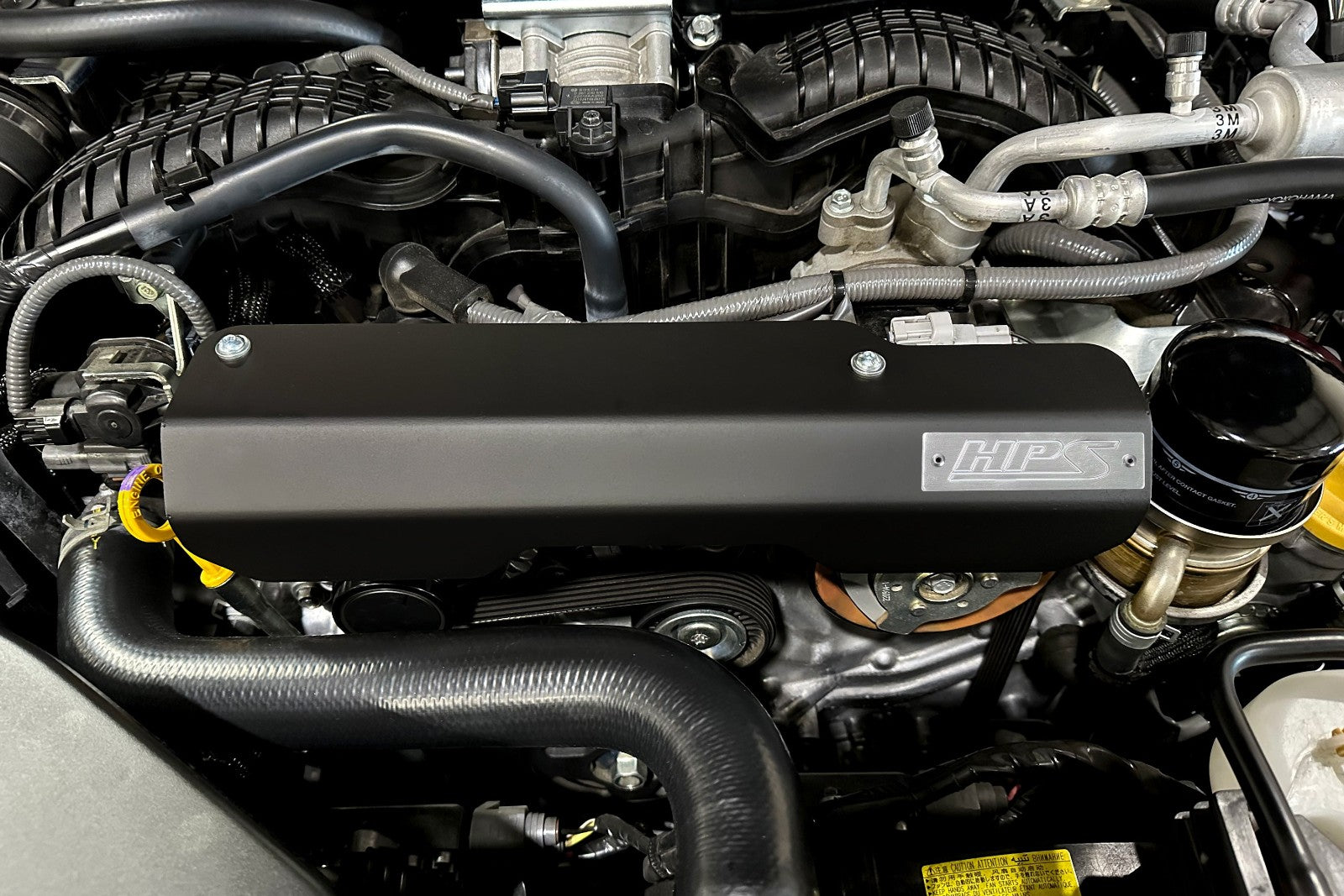 71-103WB HPS Black 1/8” Aluminum Engine Belt Cover For 22-24 Subaru WRX 2.4L Turbo VB 2nd