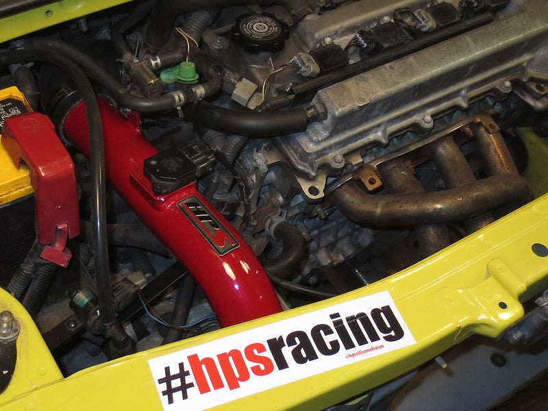 HPS Shortram Air Intake Kit for 00-05 Toyota MR2 Spyder 1.8L SKU 827-509R, red installed engine bay view