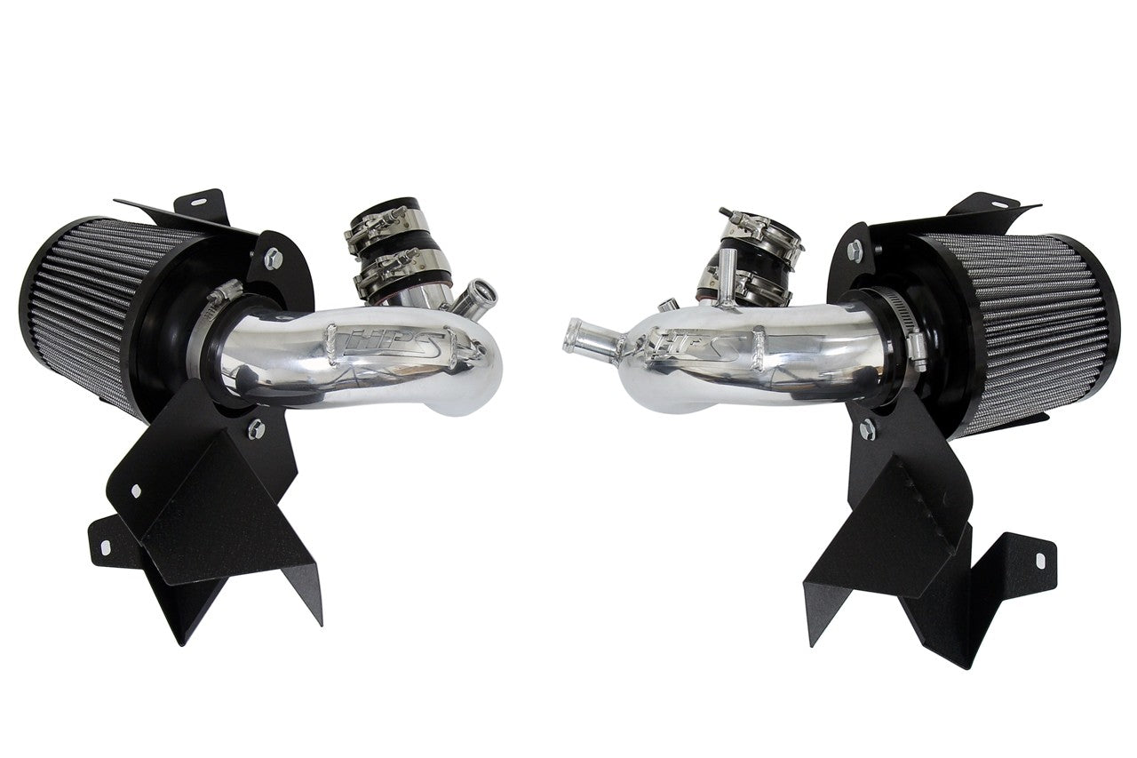 HPS Shortram Air Intake Heat Shield Kit 18-24 Kia Stinger 3.3L V6 Twin Turbo CK SKU 827-672P, polished product view