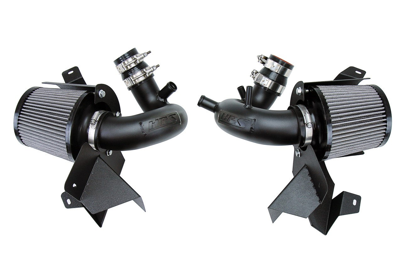HPS Shortram Air Intake Heat Shield Kit 18-24 Kia Stinger 3.3L V6 Twin Turbo CK SKU 827-672WB, wrinkle black product view