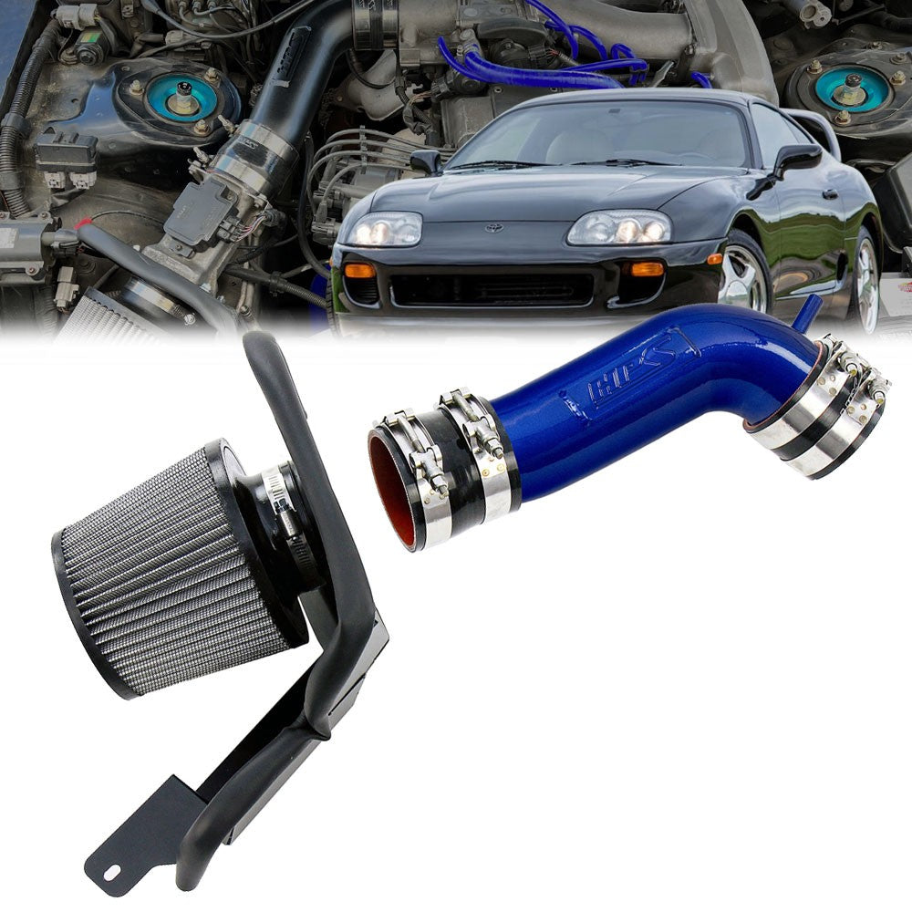 827-715BL HPS Blue Shortram Air Intake w/Heat Shield For 93-96 Toyota Supra 3.0L Non Turbo