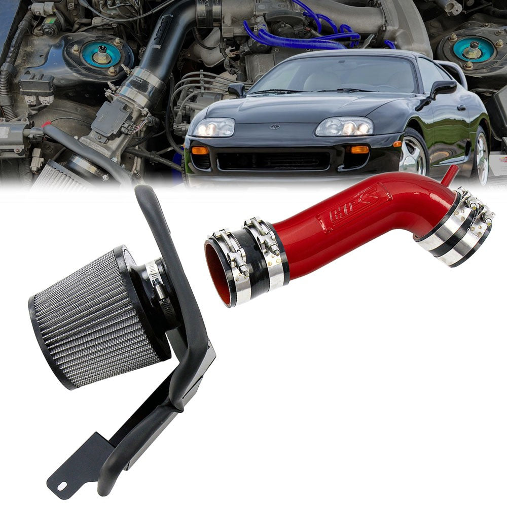 827-715R HPS Red Shortram Air Intake w/Heat Shield For 93-96 Toyota Supra 3.0L Non Turbo