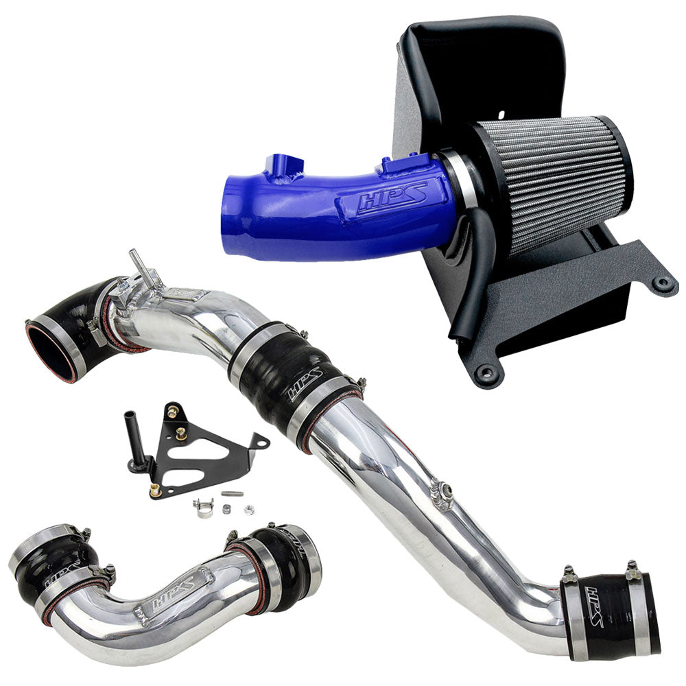 827-741BL+17-156P HPS Blue/Polish Air Intake+Charge Pipe Kit For Integra TypeS DE5/Civic TypeR FL5