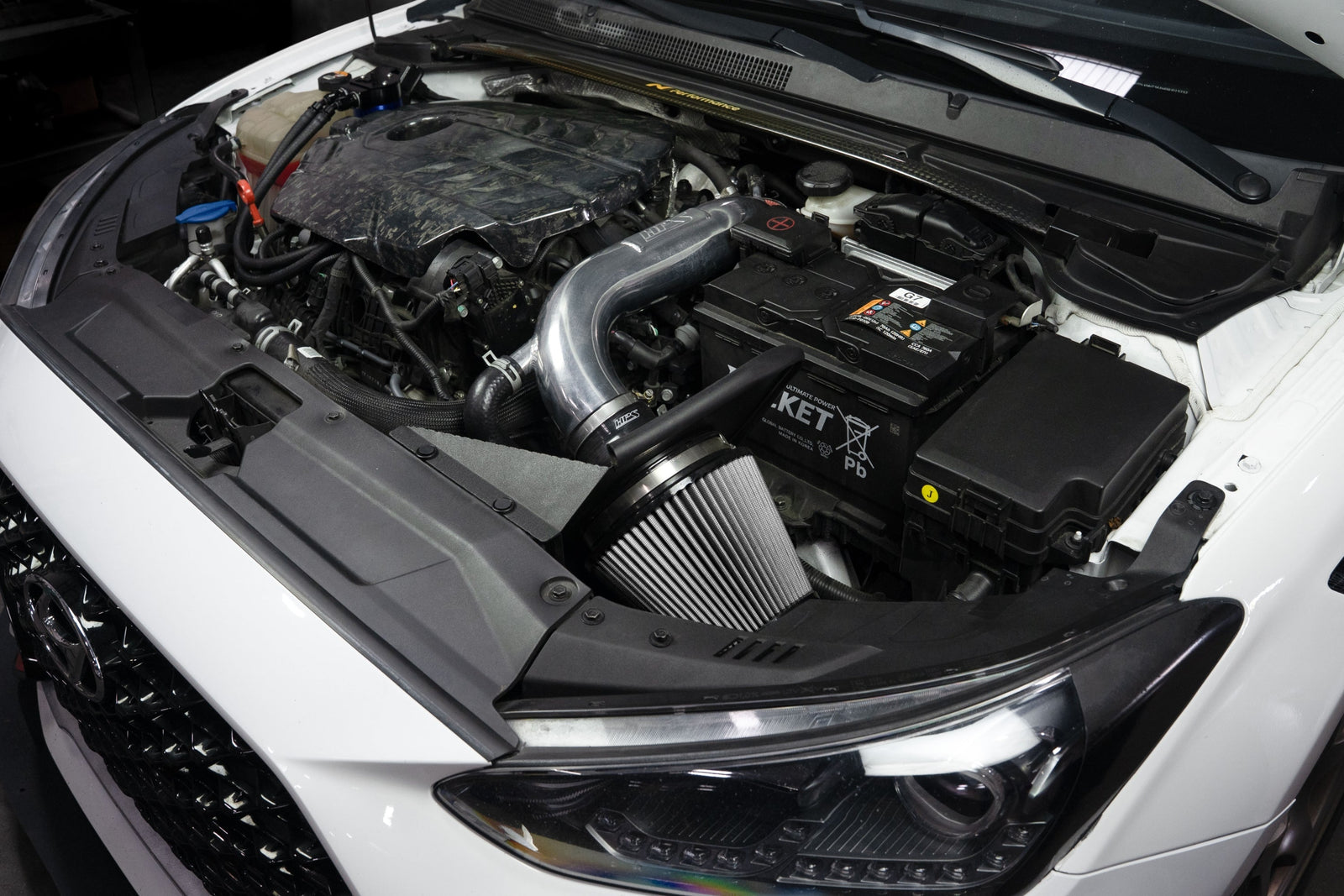 827-797P HPS Polish Shortram Air Intake Heat Shield Kit For 19-22 Hyundai Veloster N 2.0T