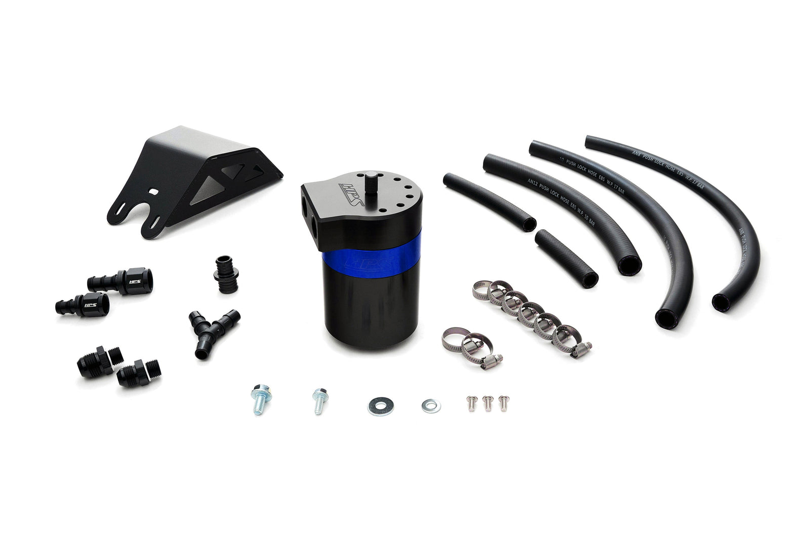 HPS-860-004BL HPS Blue Oil Catch Can & Mount Bracket For 08-14 WRX / 09-10 Impreza 2.5GT Turbo