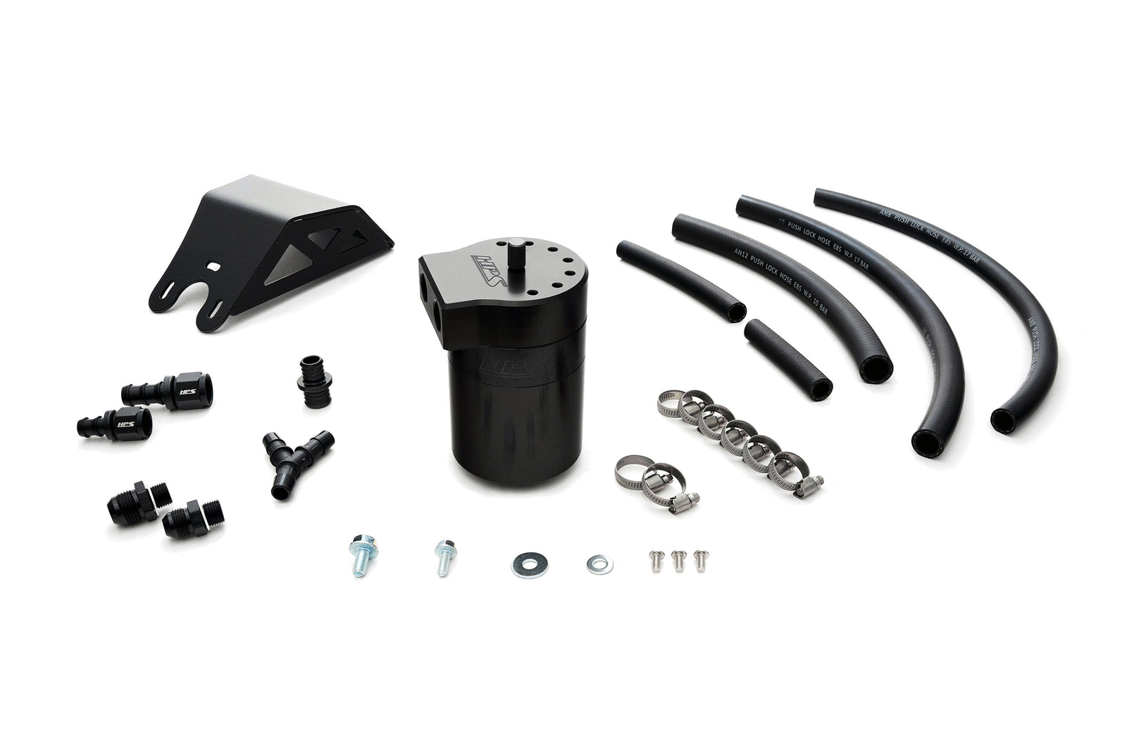 HPS-860-004WB HPS Black Oil Catch Can & Mount Bracket For 08-14 WRX / 09-10 Impreza 2.5 GT