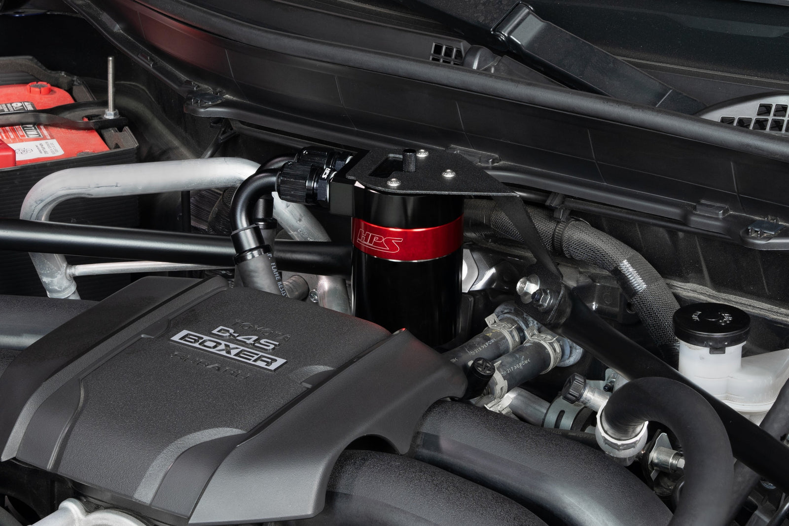 HPS-860-026 HPS Black/Red Catch Can+Mount Bracket For GEN2 22+ Subaru BRZ/Toyota GR86 FA24D