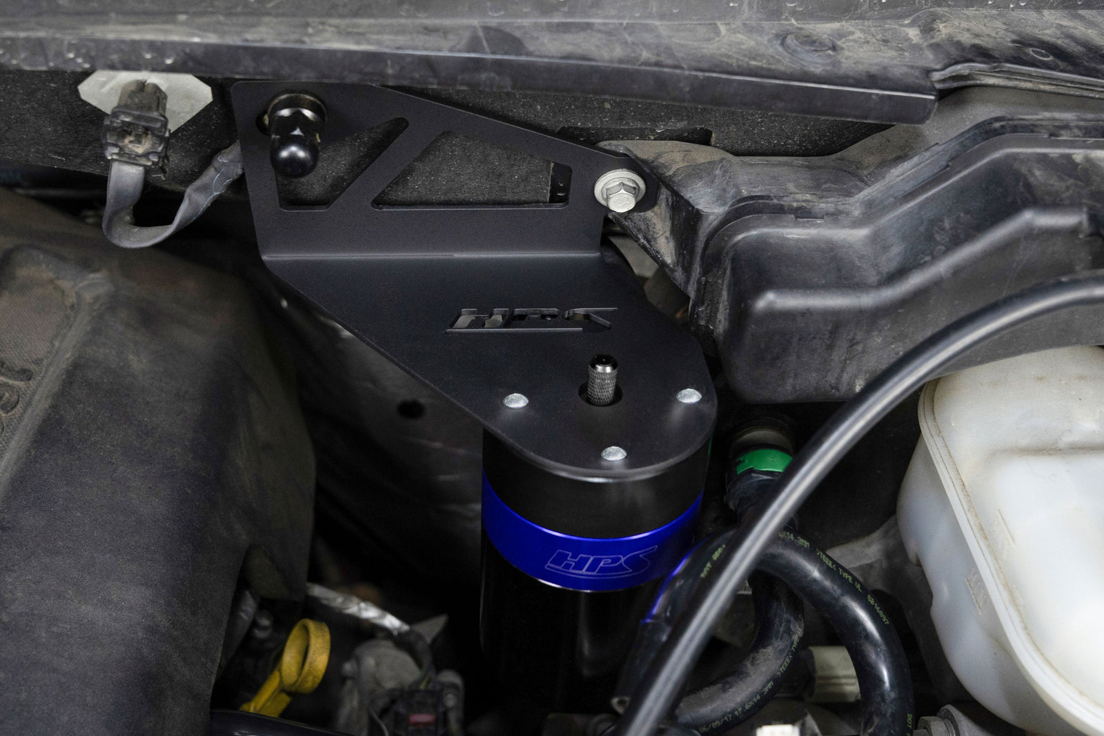 HPS-860-028BL HPS Blue 147ML Oil Catch Can Mount Bracket For 15-20 Ford F-150 2.7L 3.5L V6