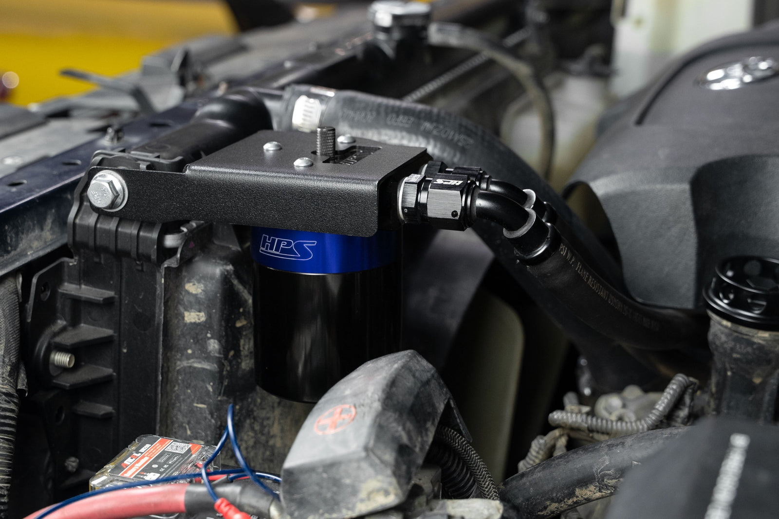 HPS-860-033BL HPS Blue Oil Catch Can Mount Bracket For 08-22 Sequoia 07-21 Tundra 4.6L 5.7L