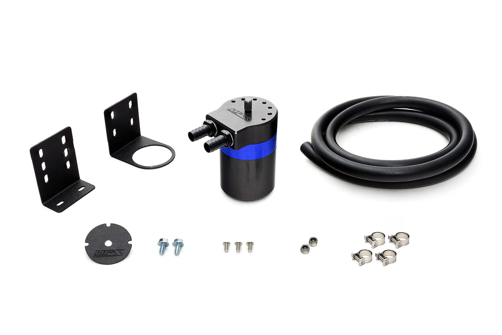 HPS-861-501BL HPS Blue 147ML Universal Aluminum Oil Catch Can Tank Kit Fit 3/8" Barb Adapter