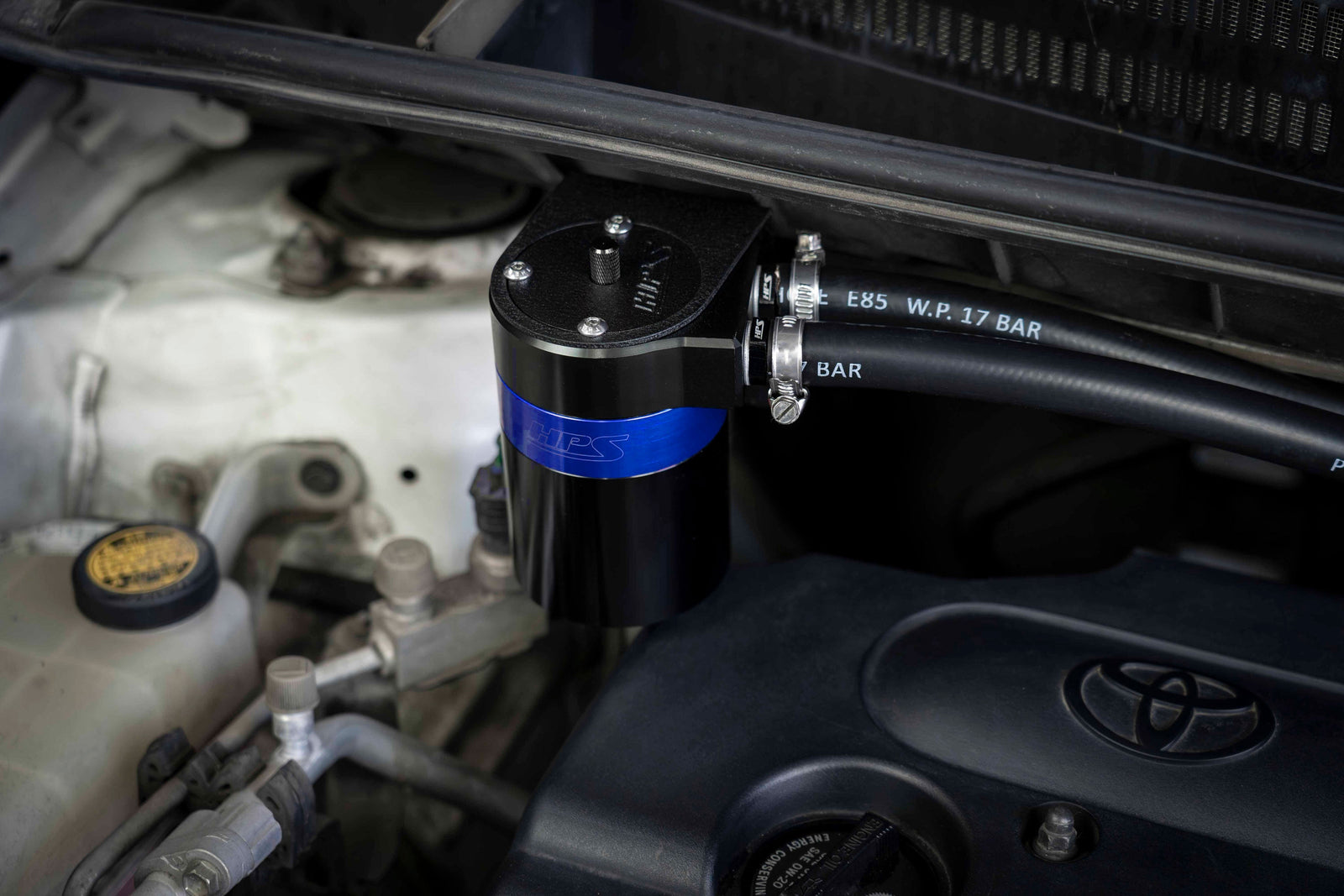 HPS-861-503BL HPS Blue 147ML Universal Aluminum Oil Catch Can Tank Kit Fit 5/8" Barb Adapter