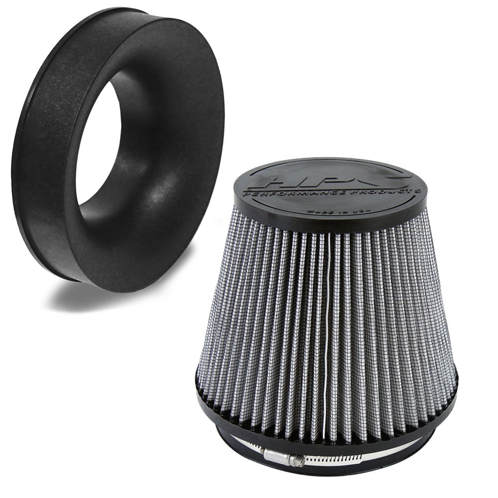 HPS 6" Universal Round Intake Air Filter 7" Length HPS-4303 + Velocity Stack