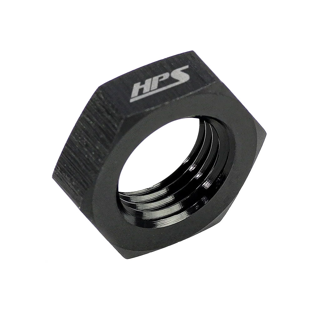 HPS-AN924-16 HPS AN Female Bulkhead Fitting Jam Nut, Straight AN -16, Black Aluminum
