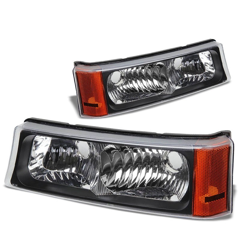 Turn Signal Bumper Light Black/Clear Lens/Amber For 03-07 Silverado/Avalanche