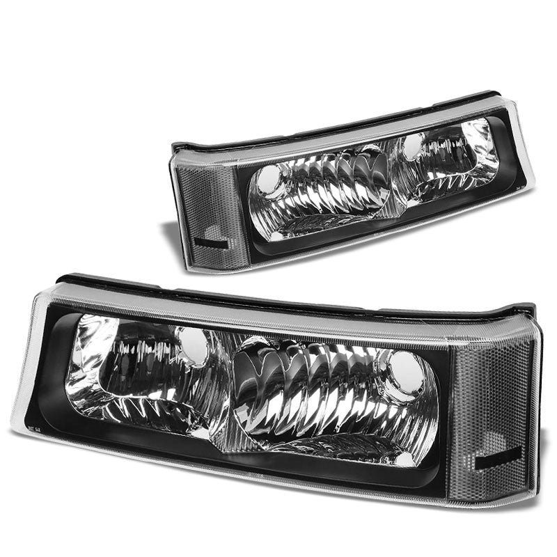 Turn Signal Bumper Light Black/Clear Lens/Corner For 03-07 Silverado/Avalanche