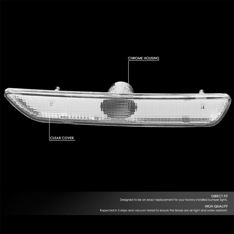 Bolt-On Turn Signal Bumper Light Chrome Housing/Clear For 10-14 Ford Mustang