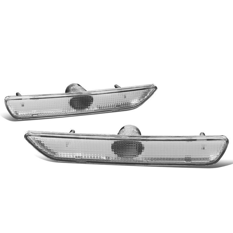 Bolt-On Turn Signal Bumper Light Chrome Housing/Clear For 10-14 Ford Mustang