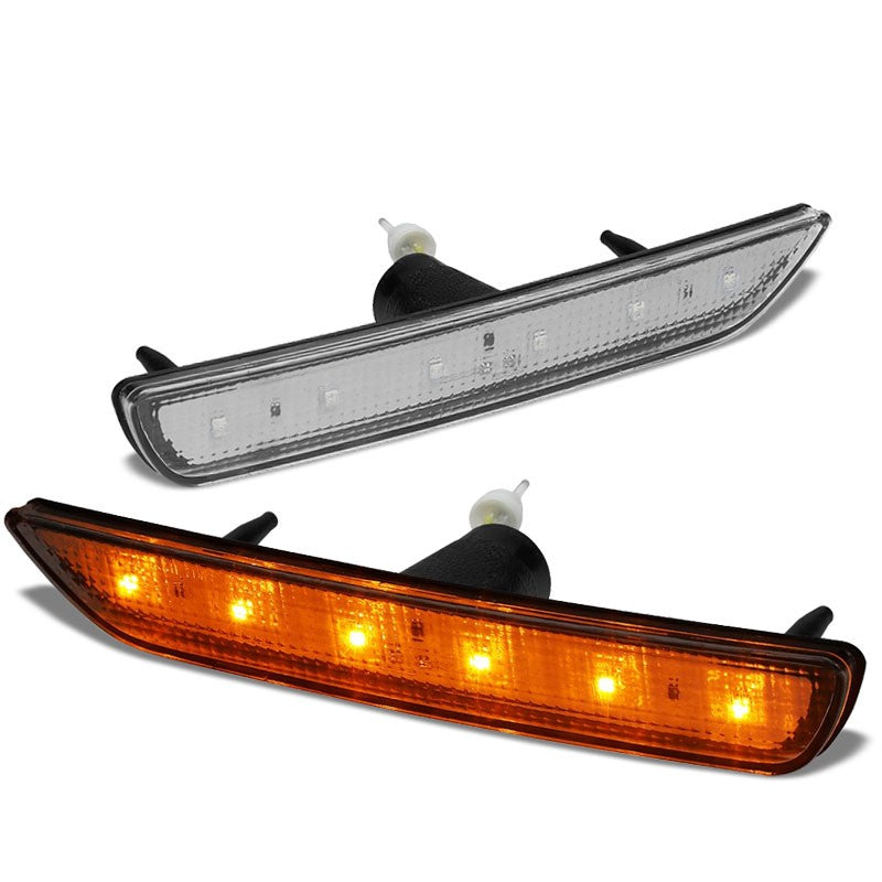 Bolt-On LED Turn Signal Bumper Light Chrome/Clear Lens For 10-14 Ford Mustang