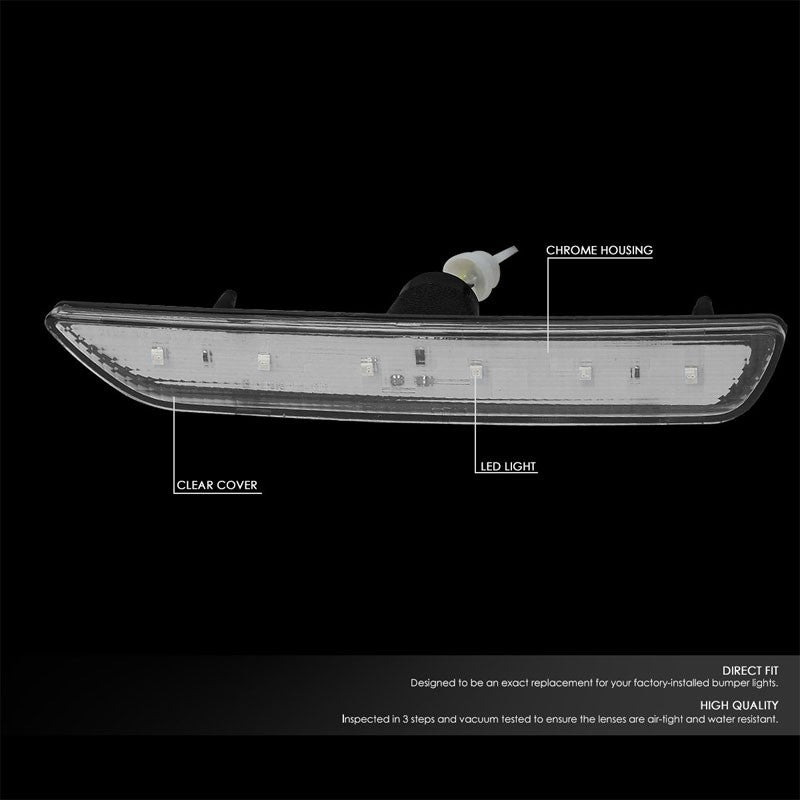 Bolt-On LED Turn Signal Bumper Light Chrome/Clear Lens For 10-14 Ford Mustang