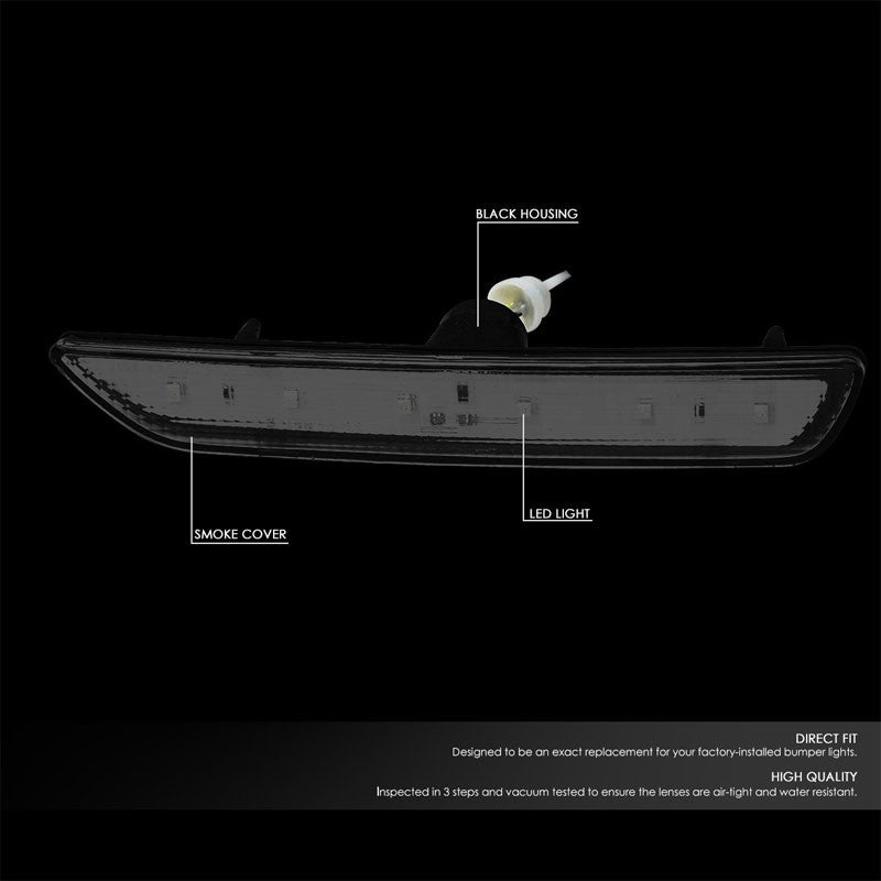 Bolt-On LED Turn Signal Bumper Light Black Housing/Smoke For 10-14 Ford Mustang