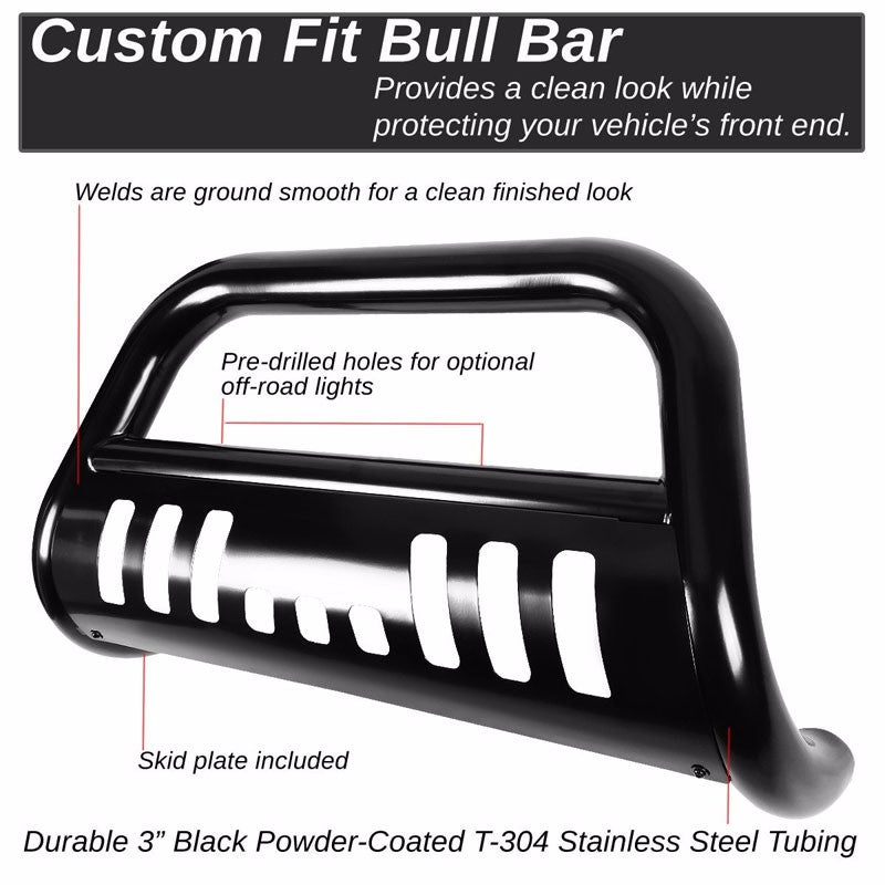 Black Bull Bar Bumper Grille Guard Skid Plate For 16-17 Pilot/2017 Ridgeline